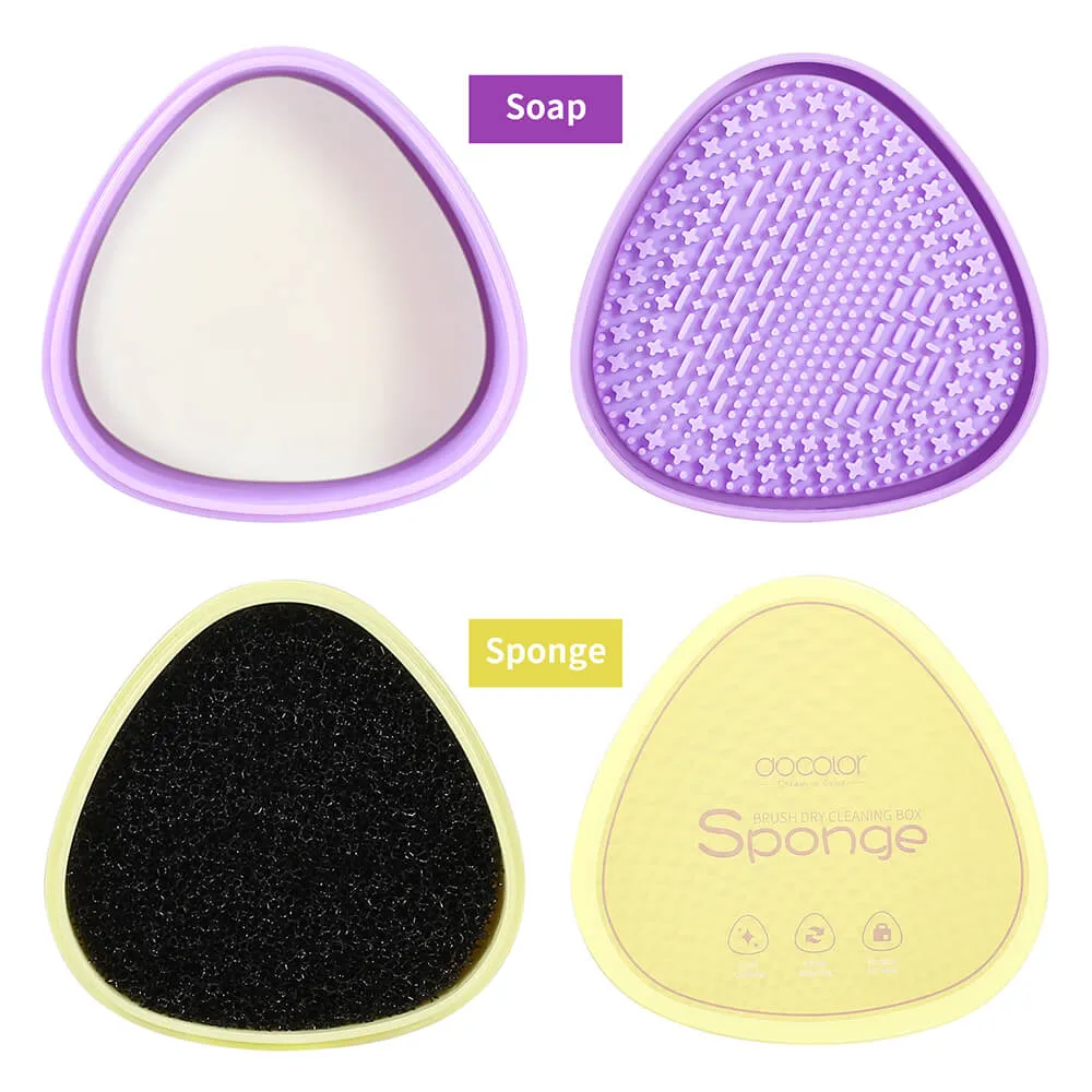 Docolor Makeup Brush Cleaner - Bundle of Quick Cleaner Box & Wet Cleaning Soap Box