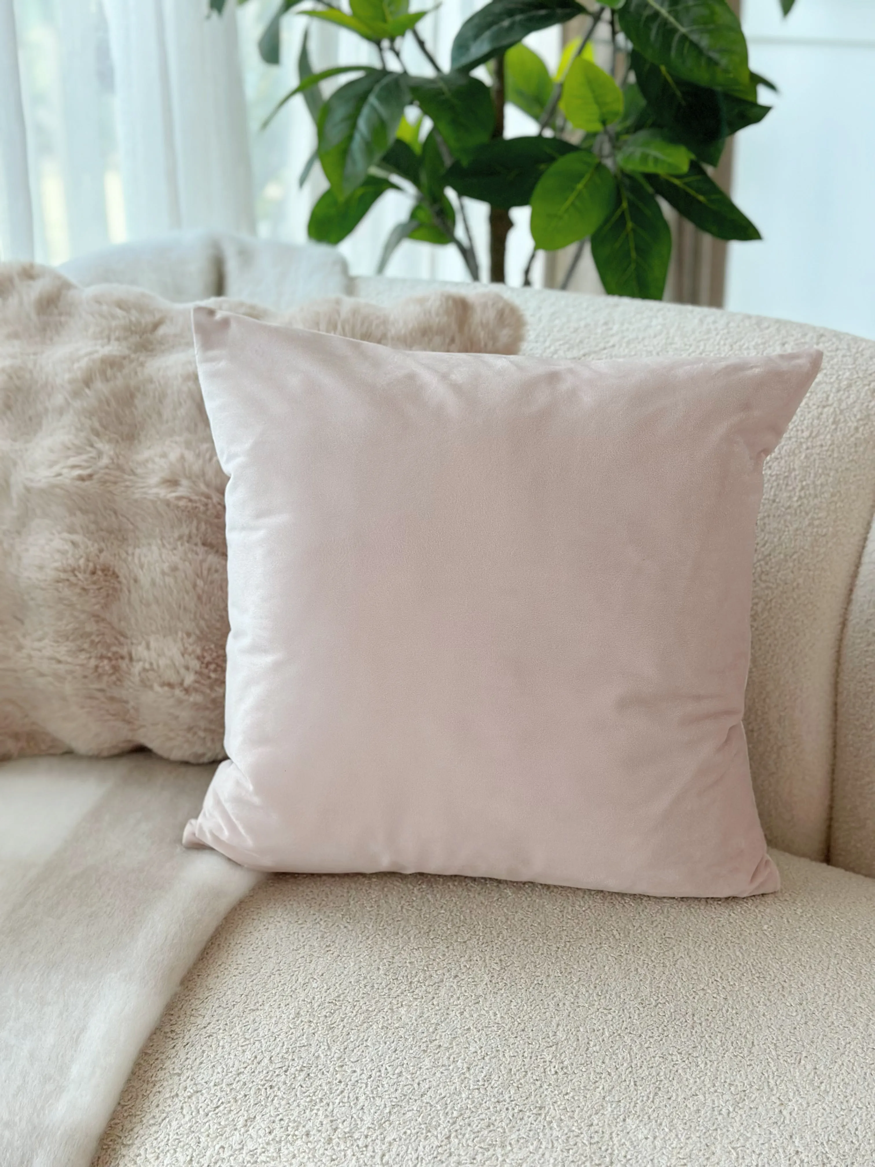 Dusty Light Pink Velvet Square Cushion Cover