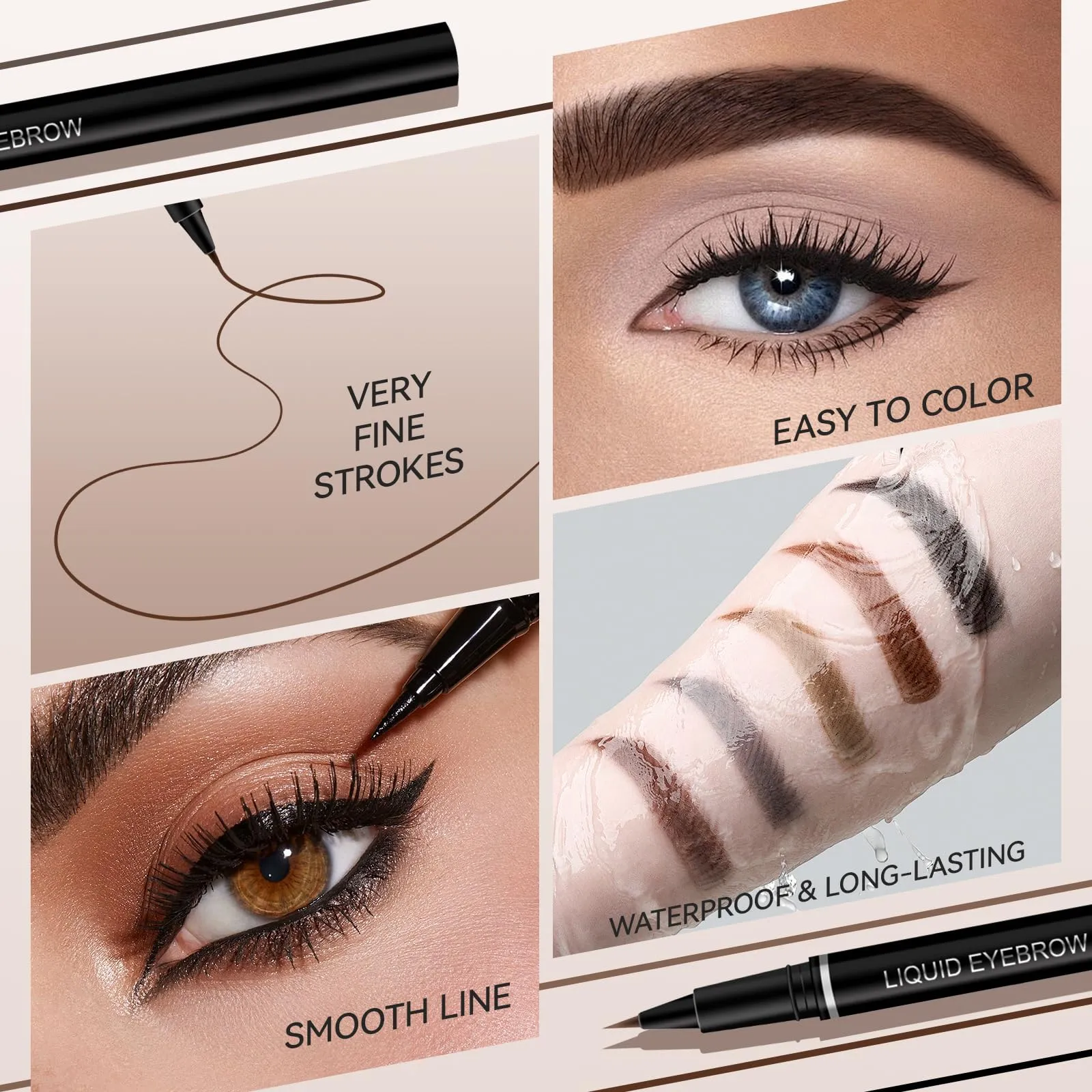 Ehinew Liquid Eyebrow Pencil, Ultra-Fine Tip Liquid Eyebrow Pencil Eyeliner Pen, Waterproof Smudge-proof Quick Drying Eyebrow Pencil for Eye Makeup (#05 Black)