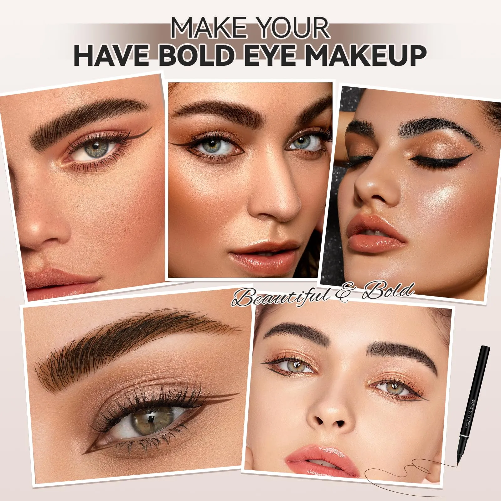 Ehinew Liquid Eyebrow Pencil, Ultra-Fine Tip Liquid Eyebrow Pencil Eyeliner Pen, Waterproof Smudge-proof Quick Drying Eyebrow Pencil for Eye Makeup (#05 Black)