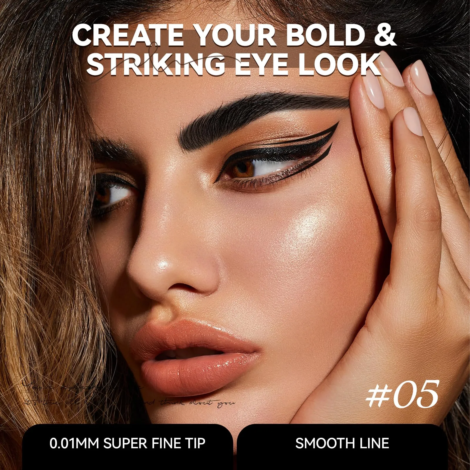 Ehinew Liquid Eyebrow Pencil, Ultra-Fine Tip Liquid Eyebrow Pencil Eyeliner Pen, Waterproof Smudge-proof Quick Drying Eyebrow Pencil for Eye Makeup (#05 Black)