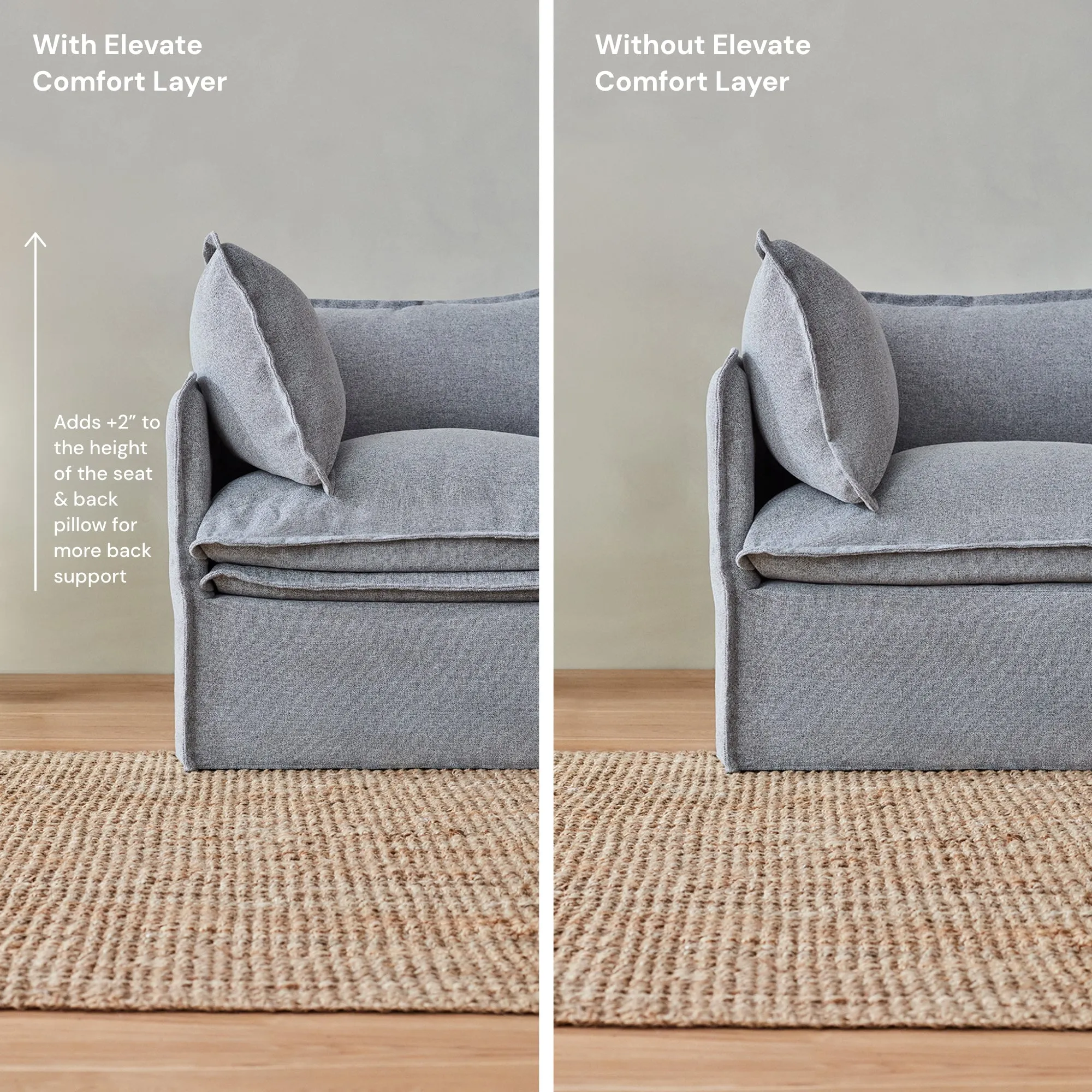 Elevate Comfort Layer for Armless Chair in Powder
