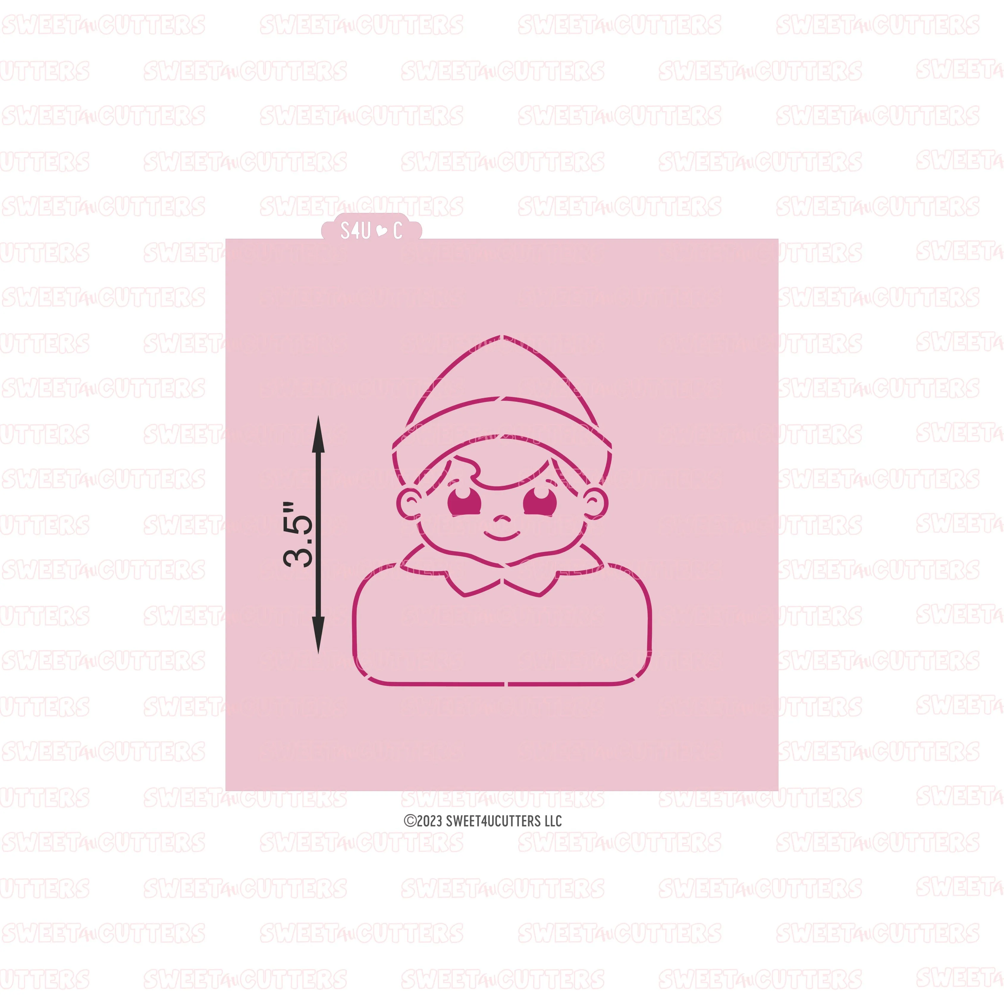 Elfie Plaque PYO Cookie Stencil