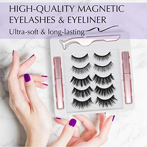 Elvanya Magnetic Eyelashes with Eyeliner - Magnetic Eyeliner and Magnetic Eyelash Kit