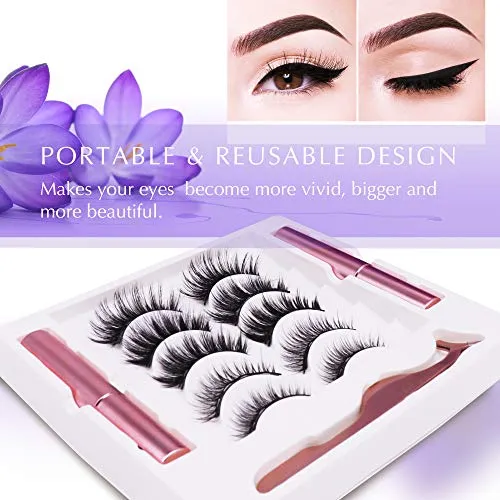 Elvanya Magnetic Eyelashes with Eyeliner - Magnetic Eyeliner and Magnetic Eyelash Kit