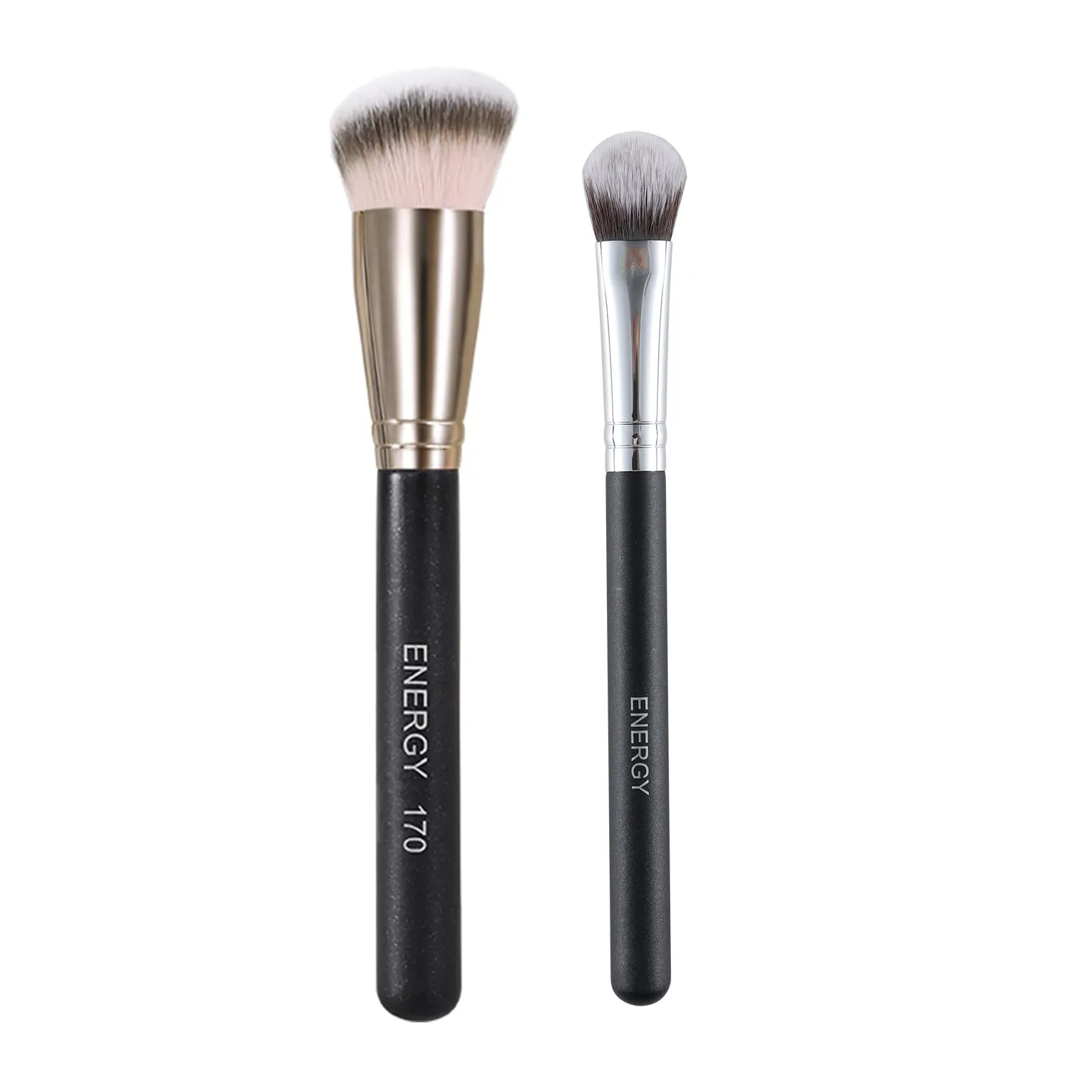 ENERGY Foundation Brush and Kitten Paw Concealer Brush Set - Professional Makeup Brushes for Flawless Coverage and Precision Application