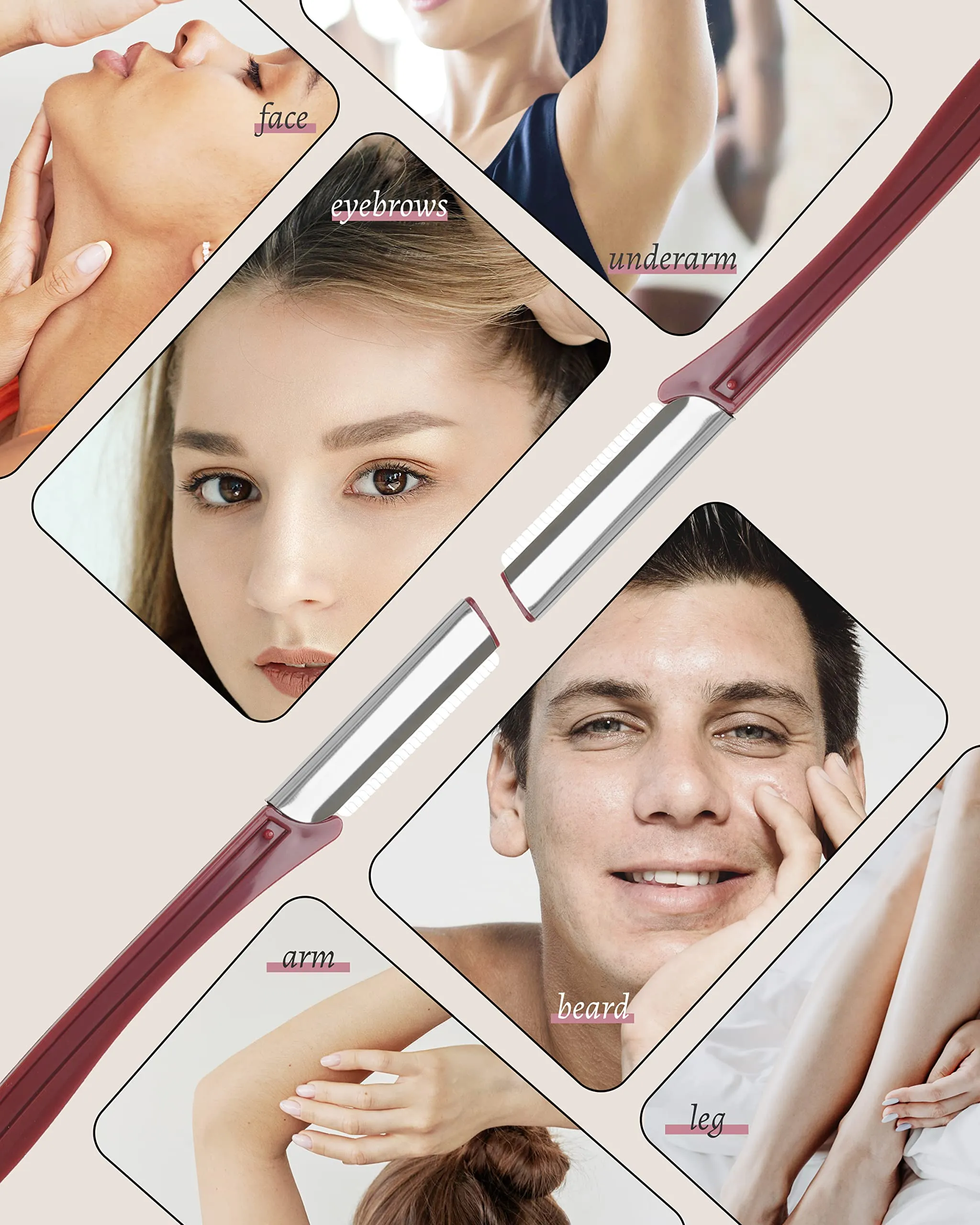 Eyebrow Razor for Women, 20 Pcs Dermaplane Razor for Women Face, Multipurpose Eyebrow & Face Razor, Face Shavers for Women and Men by MoHern (Red)