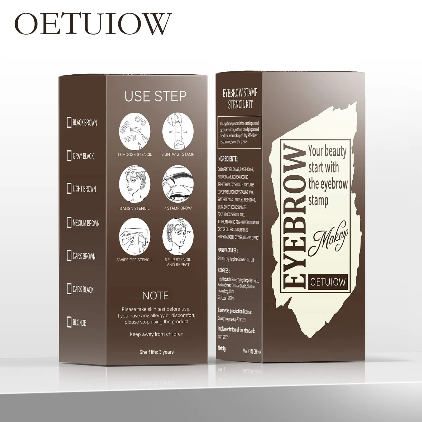 Eyebrow Stamp Stencil Kit - One-Step Eye Brow Stencil Kit with 24 Reusable Thin & Thick Eyebrow Stencils, Long-Lasting Waterproof & Smudge-Proof Brow Stamp Kit for Perfect Eye Makeup Black Brown