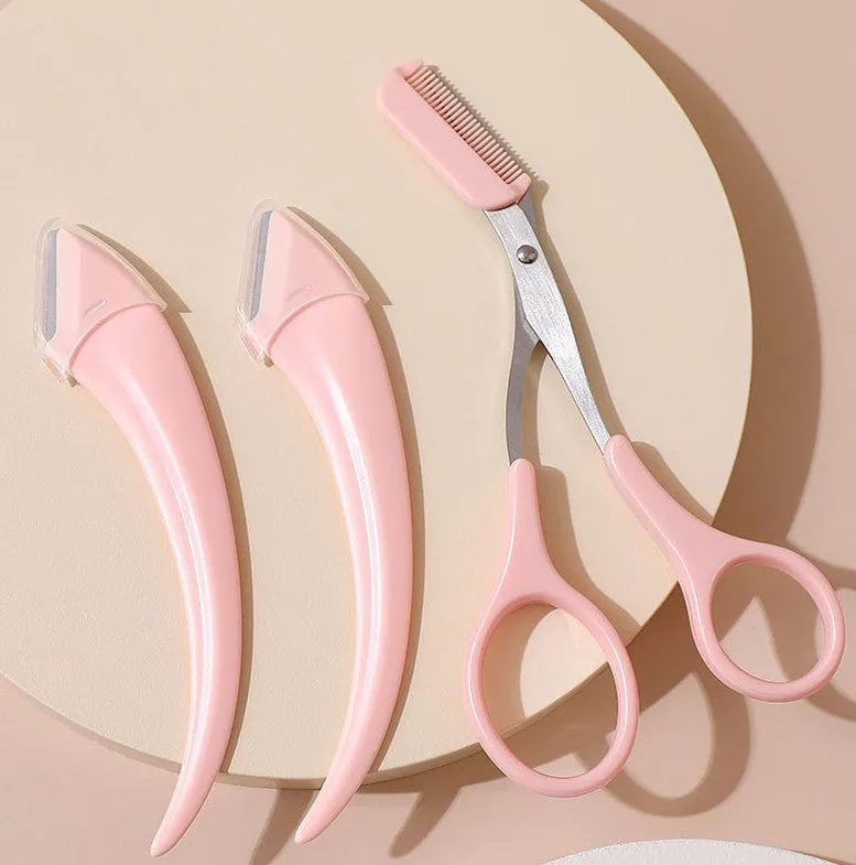 Eyebrow Trimming Knife With Comb Curved Moon Small Beauty Supplies Gadgets | Brodtica.com