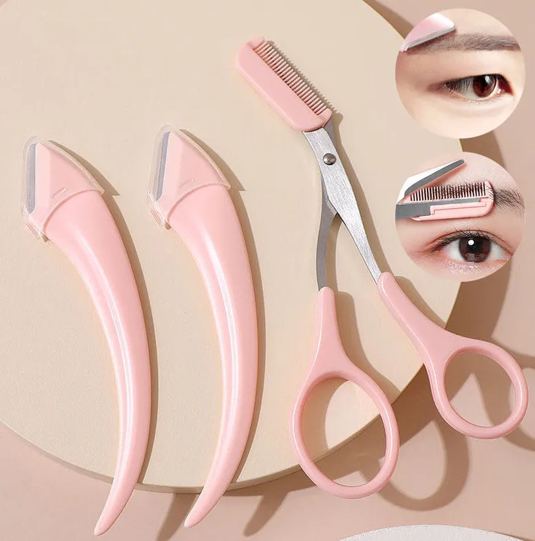 Eyebrow Trimming Knife With Comb Curved Moon Small Beauty Supplies Gadgets | Brodtica.com