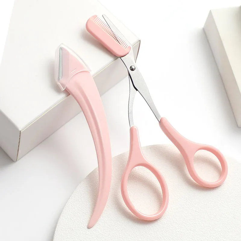 Eyebrow Trimming Knife With Comb Curved Moon Small Beauty Supplies Gadgets | Brodtica.com