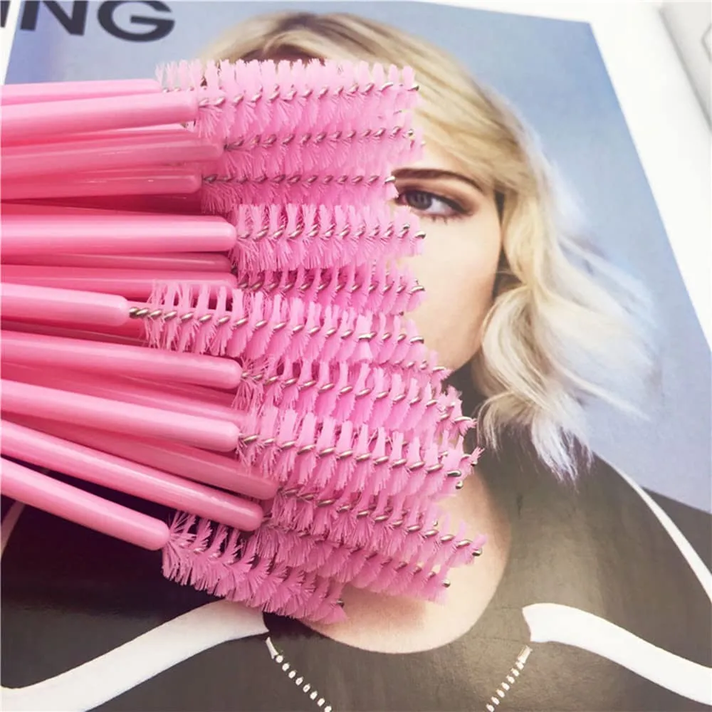 Eyelash Spoolie Brushes 200PCS Mascara Wands Eyebrow Brush Cleaner Applicator Makeup-Tools false Eyelashes Extension (200PCS PINK BRUSHES)