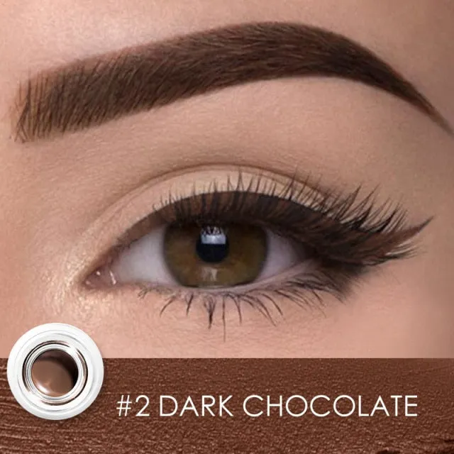 Eyeliner Gel, Eyebrow Waterproof Long-lasting Professional Eye Makeup with 2 Brushes