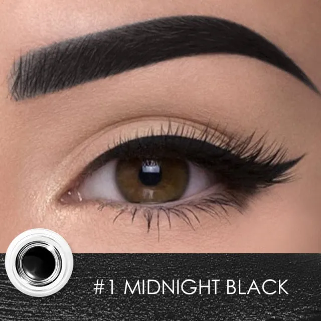 Eyeliner Gel, Eyebrow Waterproof Long-lasting Professional Eye Makeup with 2 Brushes