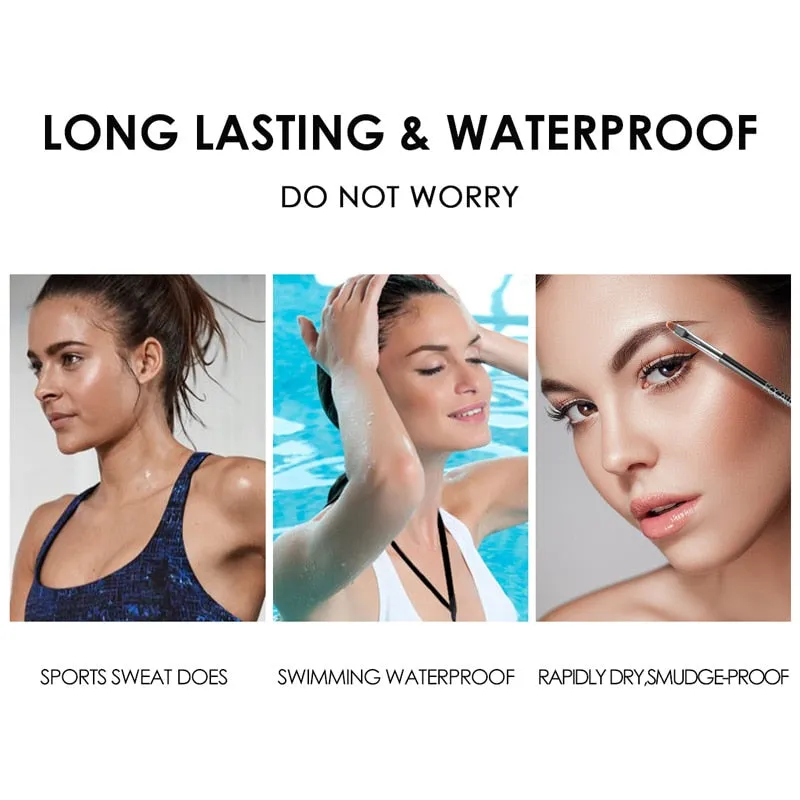 Eyeliner Gel, Eyebrow Waterproof Long-lasting Professional Eye Makeup with 2 Brushes
