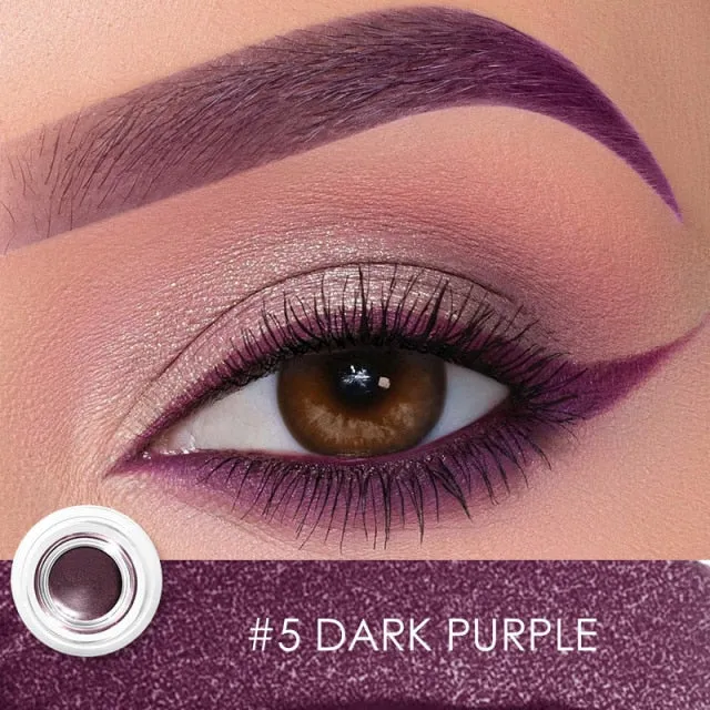Eyeliner Gel, Eyebrow Waterproof Long-lasting Professional Eye Makeup with 2 Brushes