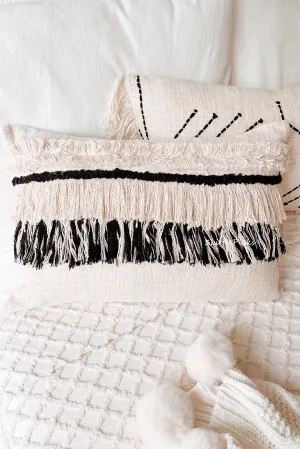 Fluffy Fringed Cotton Slub Waist Cushion Cover