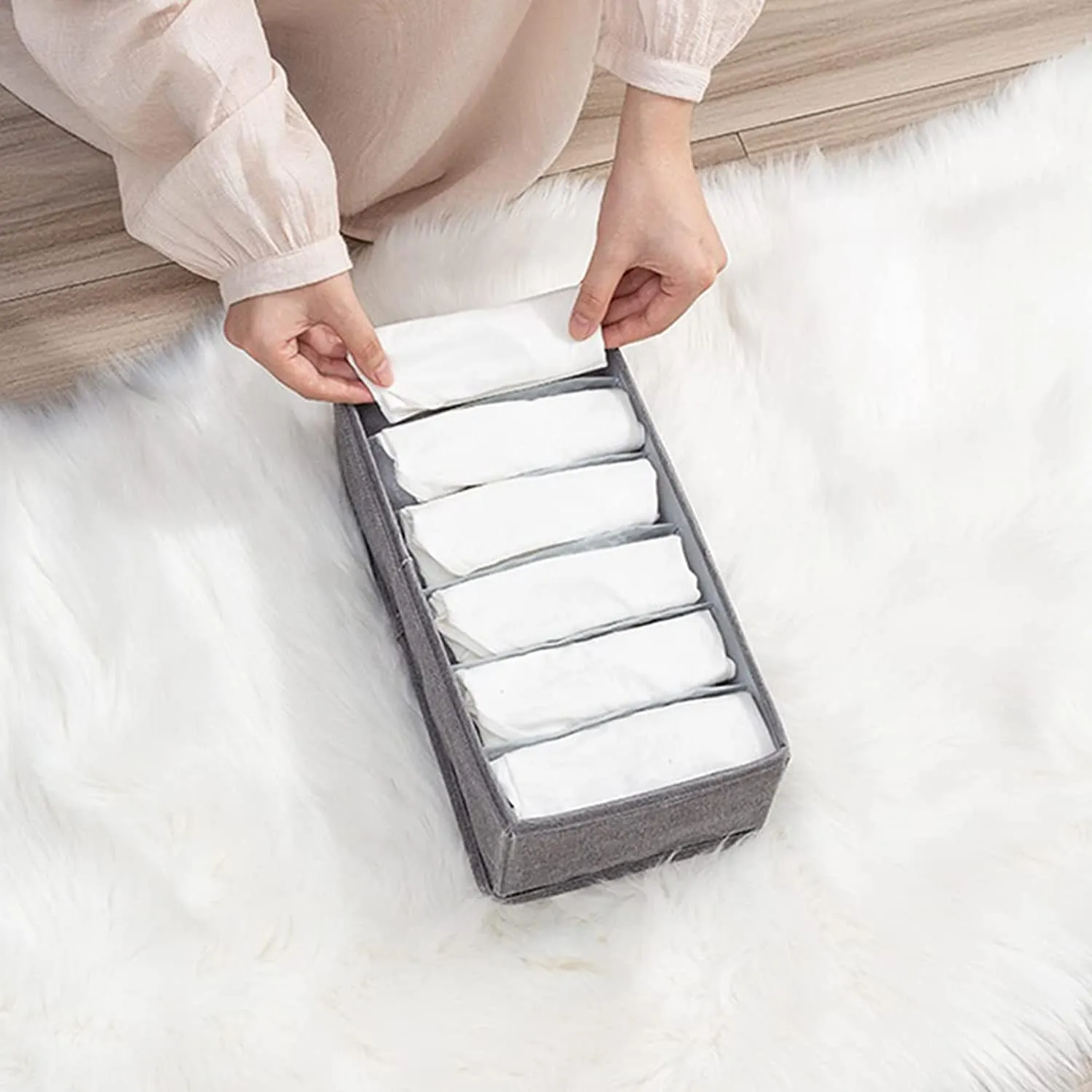 Foldable Wardrobe Clothes Closet Organizer, Save Space Clothing Storage Bins - Linen