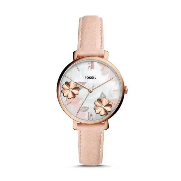 Fossil Jacqueline Three-Hand Blush Floral Leather Watch ES4671P