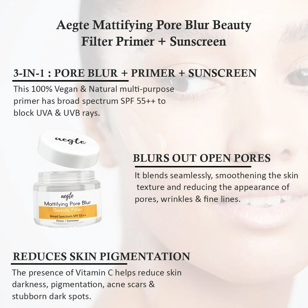 Founder's Favourites - Aegte Mattifying Pore Blur Primer   Sunscreen, Skin Corrector DD Cream & Lip and Cheek Tint