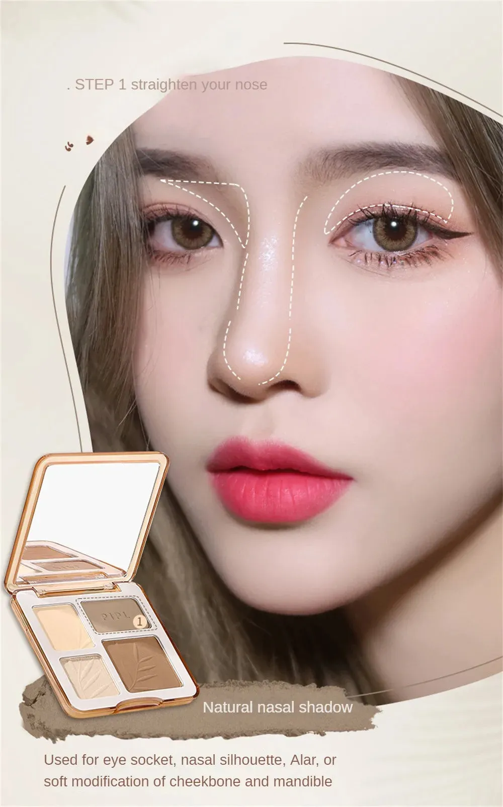 Four-color contouring palette high-gloss matte brightening glitter nose shadow palette all-in-one