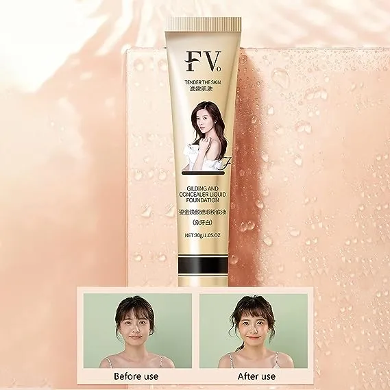 FVO Liquid Foundation Glowing Concealer Cream, Waterproof And Sweatproof, Hydrate and Brighten, Radiant & Healthy Looking Skin, Skin Perfecting (Hydrate and brighten skin)