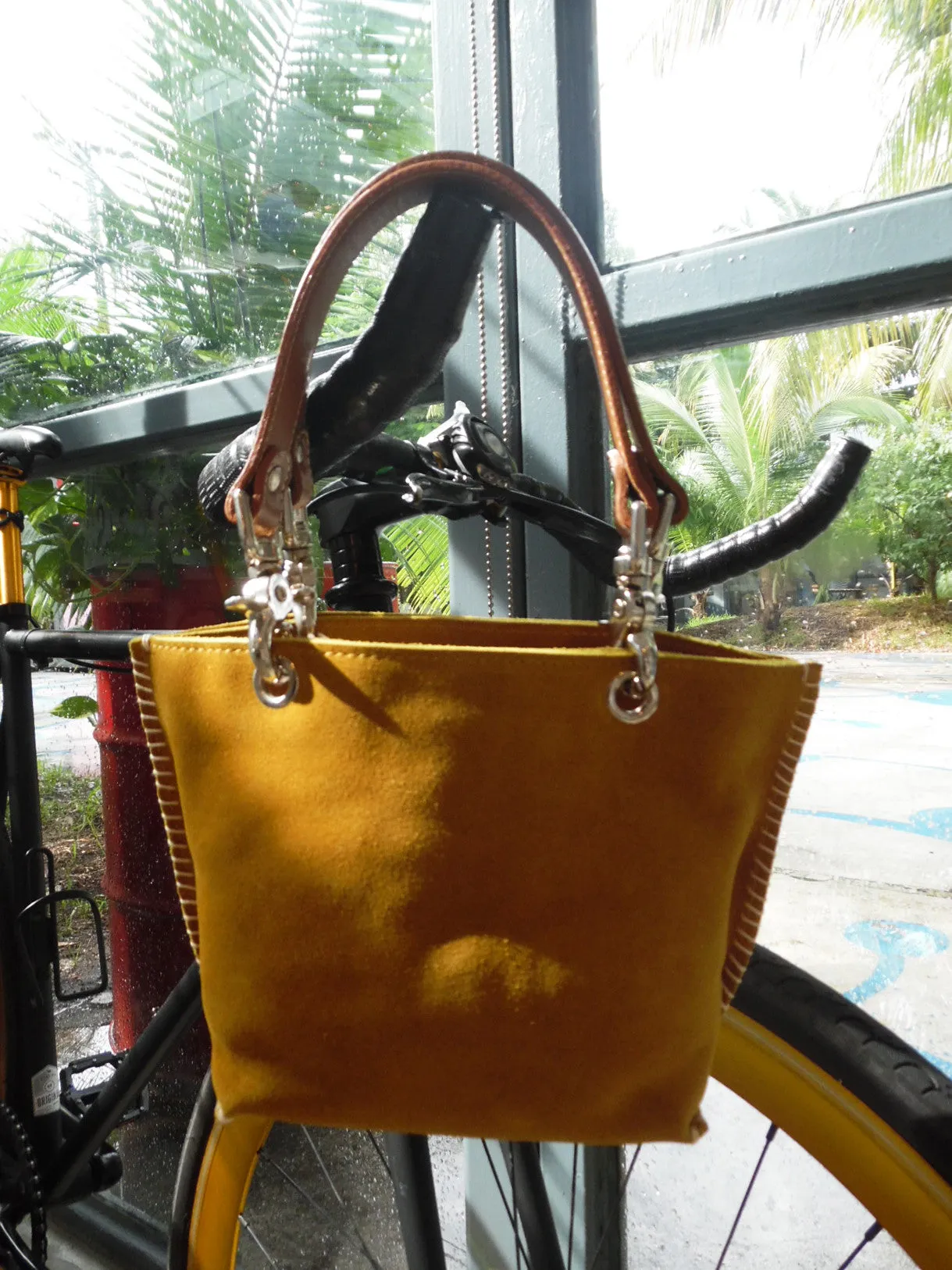 Gamini Mini Suede Bag With Topstitching Beige