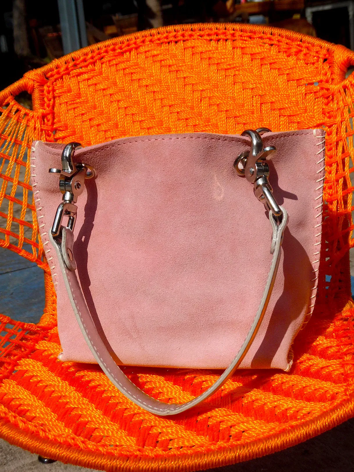 Gamini Mini Suede Bag With Topstitching Beige