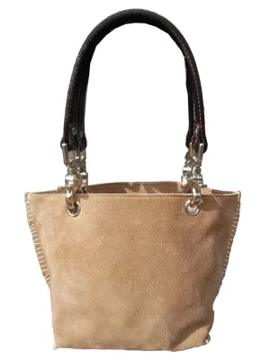 Gamini Mini Suede Bag With Topstitching Beige