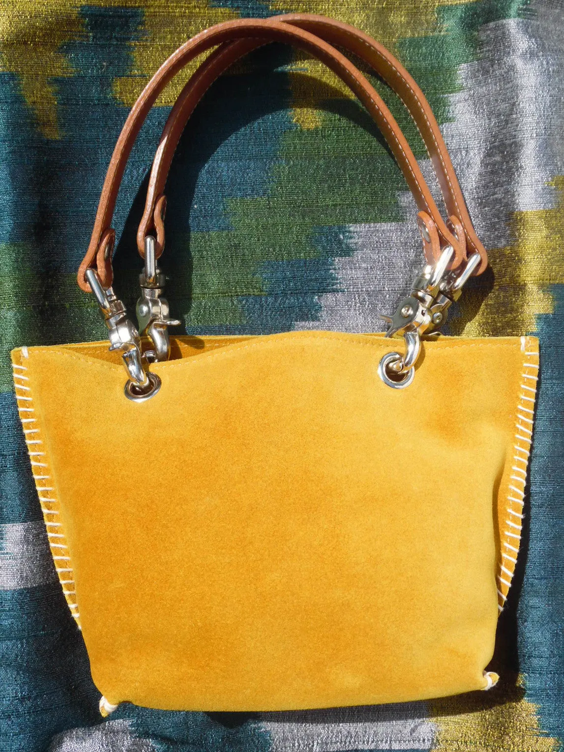 Gamini Mini Suede Bag With Topstitching Beige