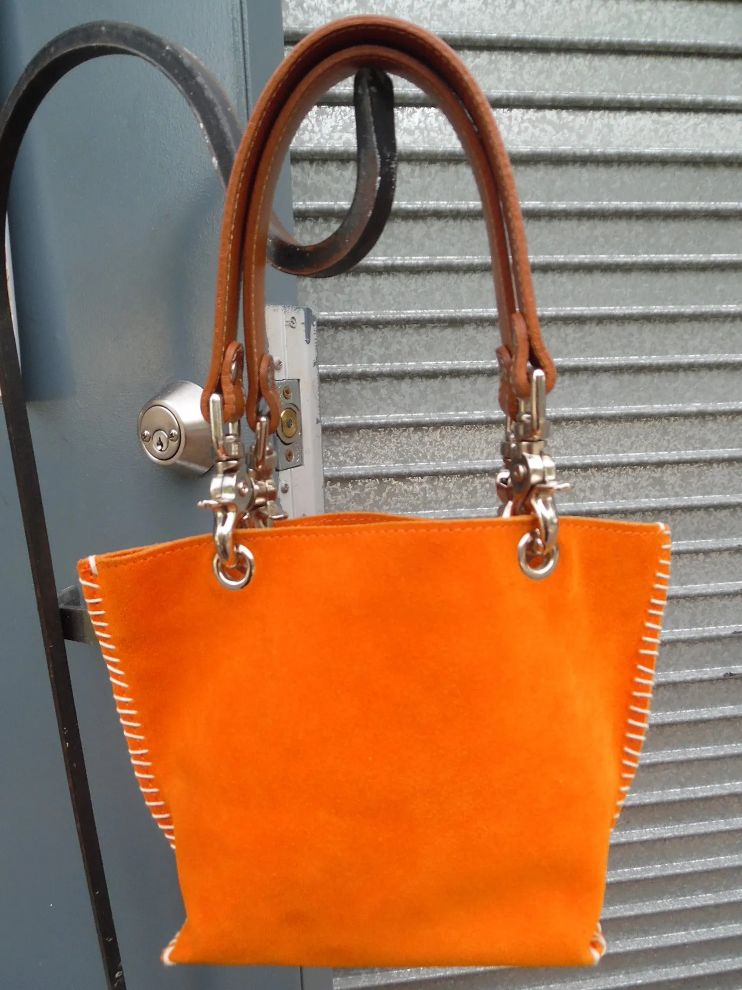 Gamini Mini Suede Bag With Topstitching Beige