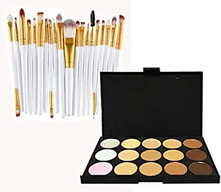 Glamza 20pc White Eye And 15pc Contour Pallet Eye Makeup Brush Set