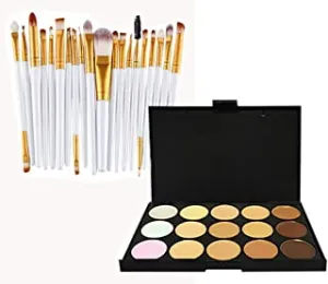Glamza 20pc White Eye And 15pc Contour Pallet Eye Makeup Brush Set
