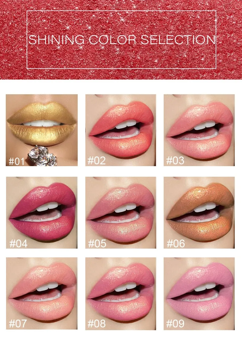 Glitter Lipstick Change Color Waterproof Shimmer Rouge