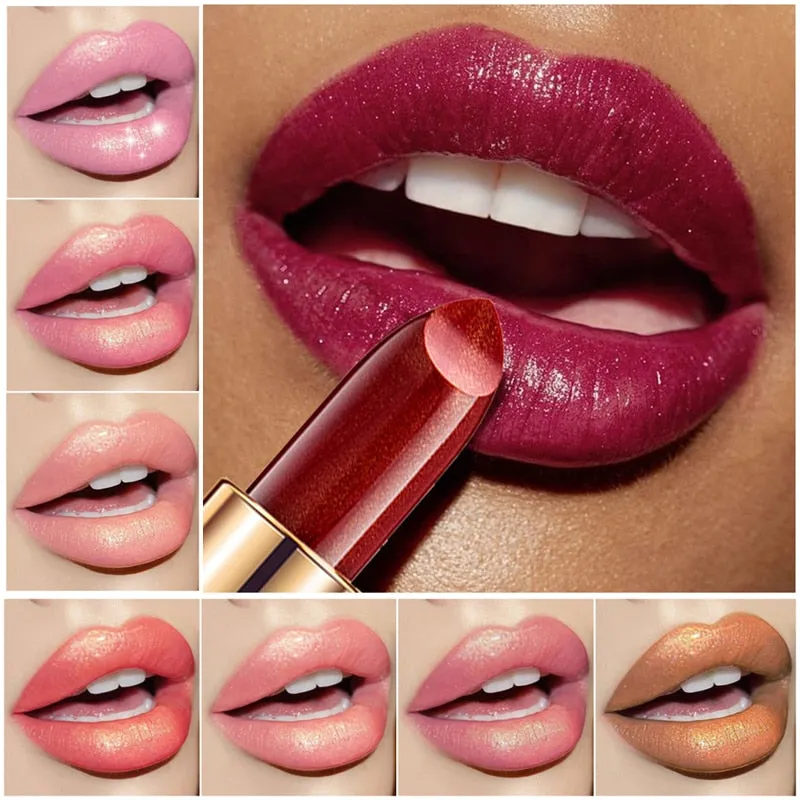 Glitter Lipstick Change Color Waterproof Shimmer Rouge