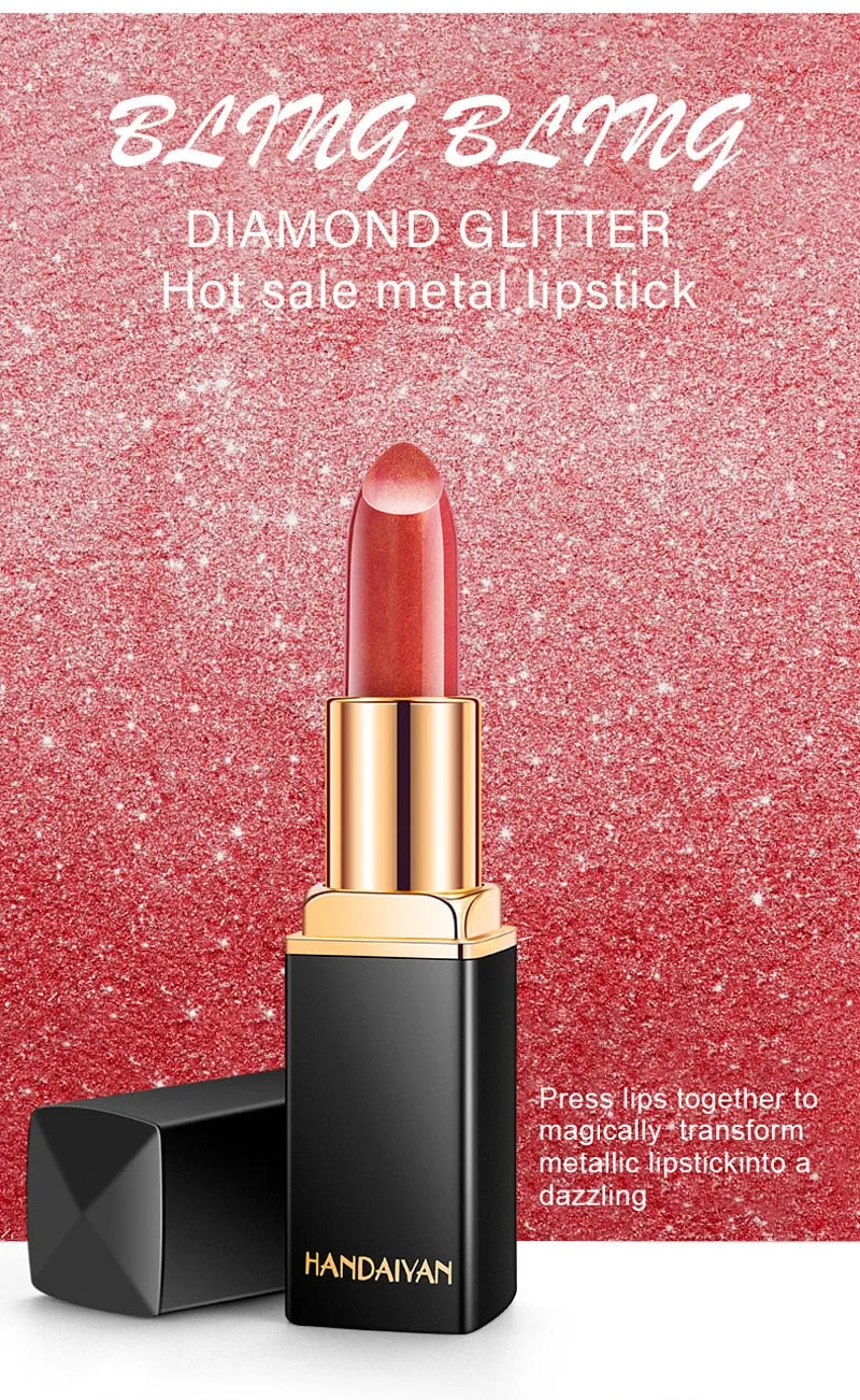 Glitter Lipstick Change Color Waterproof Shimmer Rouge