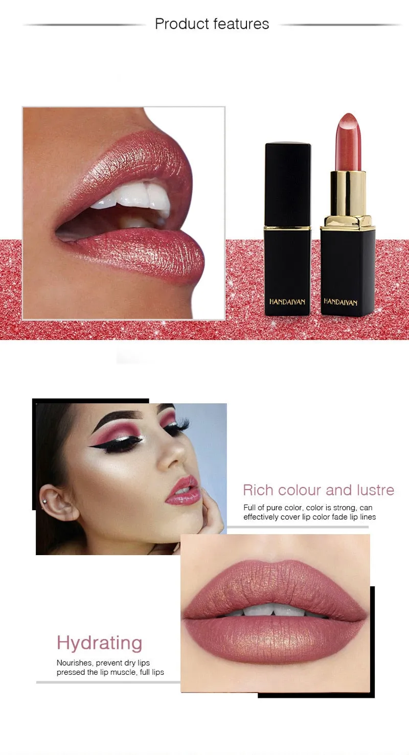 Glitter Lipstick Change Color Waterproof Shimmer Rouge