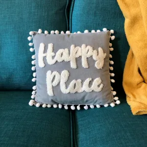 Happy Place Velvet Cushion