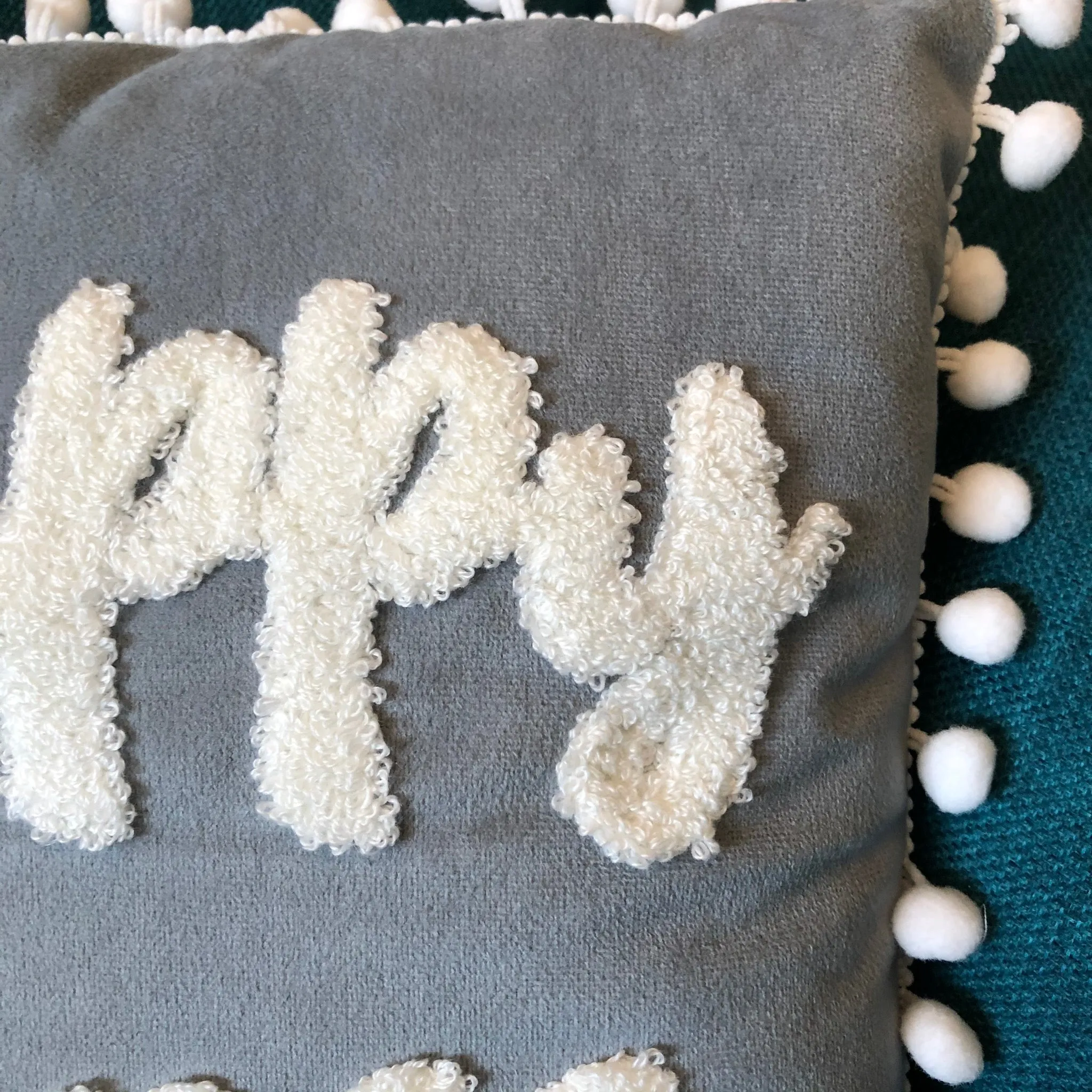 Happy Place Velvet Cushion