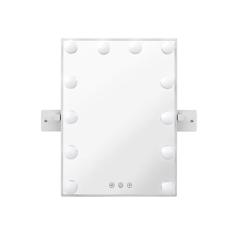 Hollywood Wall Mirror Makeup Mirror W/ Light Vanity 12 LED Bulbs Dimmable