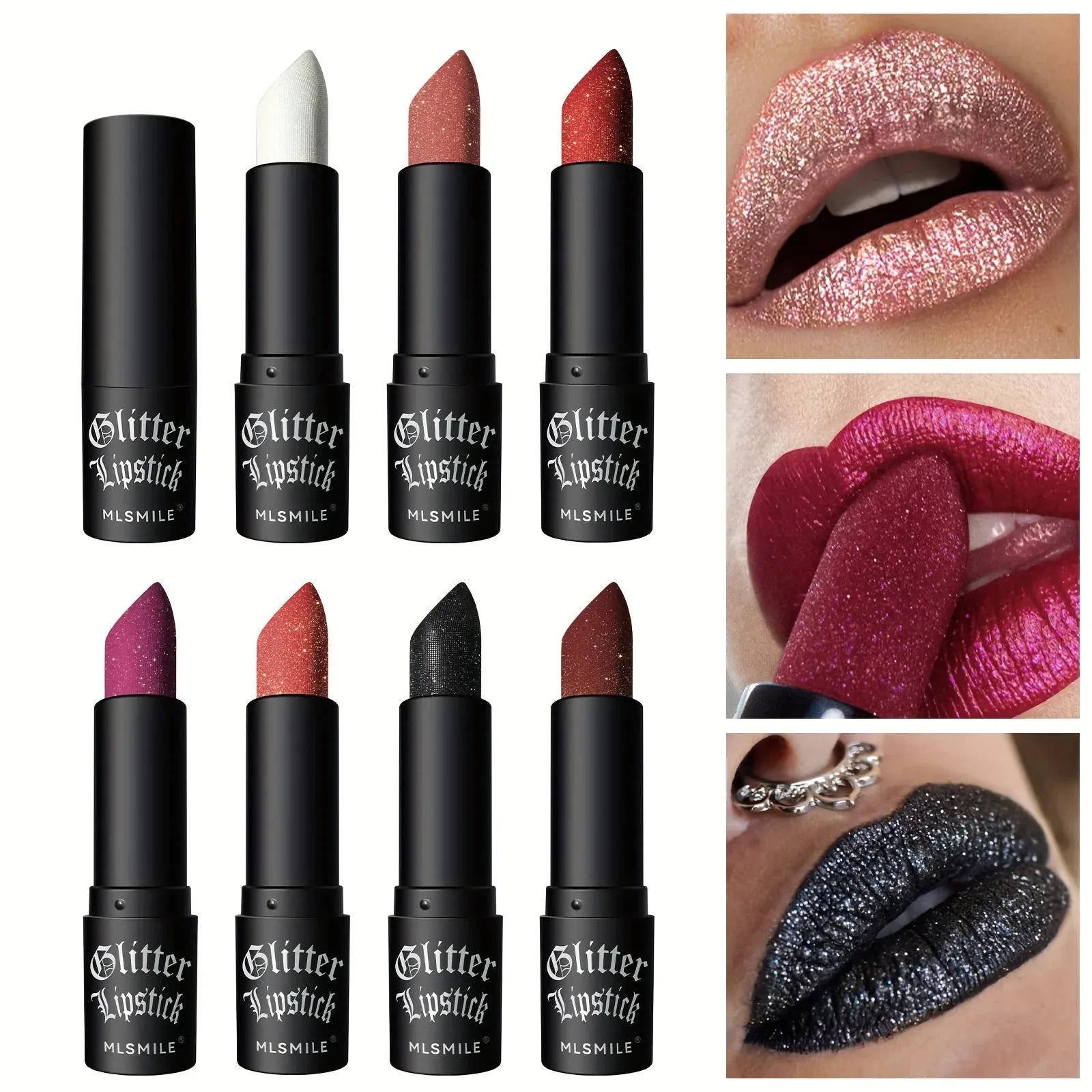 Hydrating Sparkling Glitter Lipstick Nonstick Shine Highly Pigmented Formula Gives Metallic Finish Lip Makeup