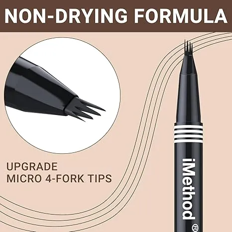 iMethod Eyebrow Pen - Eyebrow Pencil with Micro 4-Fork Tip