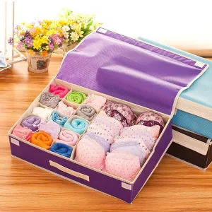 Innerwear Organizer 16 1 Compartment Foldable Fabric Storage Box - (44 x 28 x 12 cm)