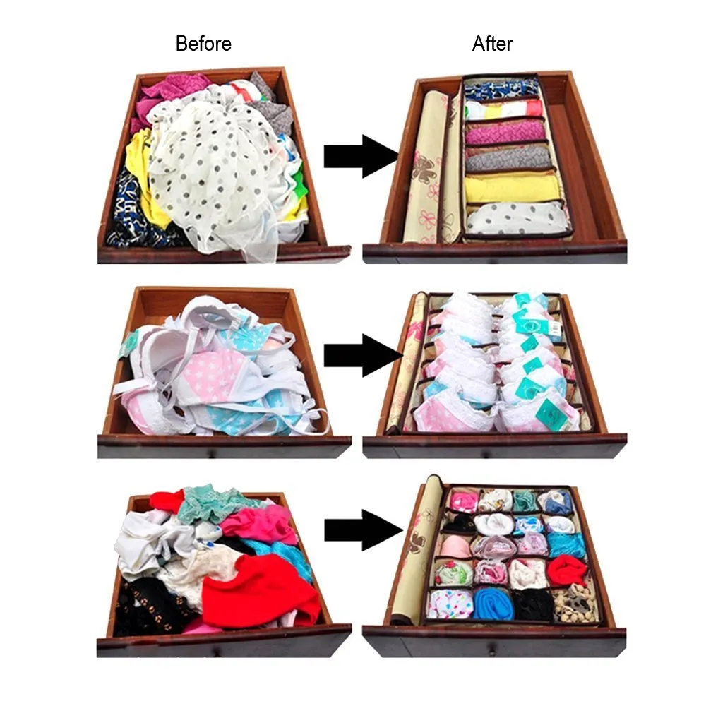 Innerwear Organizer 16 1 Compartment Foldable Fabric Storage Box - (44 x 28 x 12 cm)