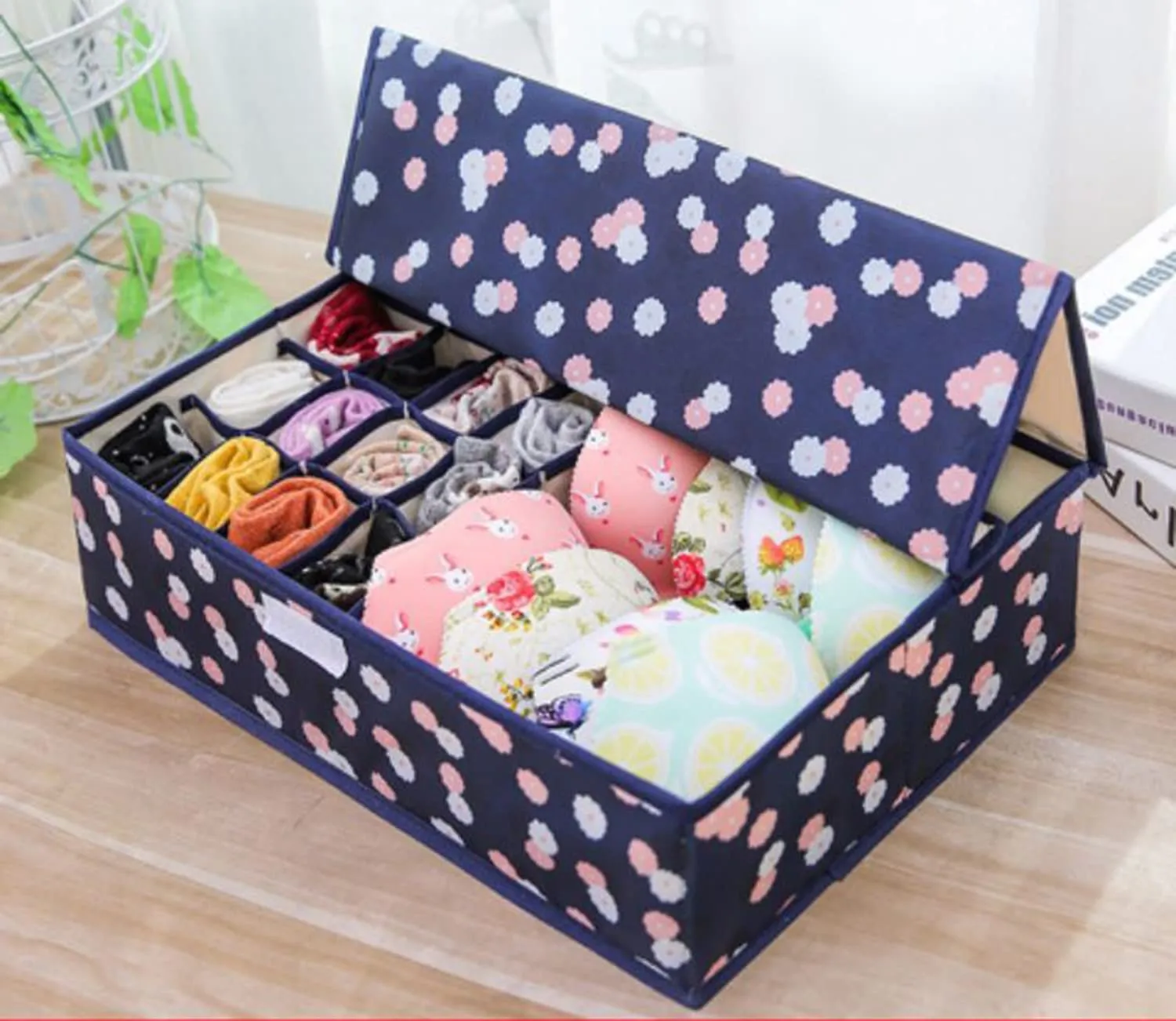 Innerwear Organizer 16 1 Compartment Foldable Fabric Storage Box - (44 x 28 x 12 cm)