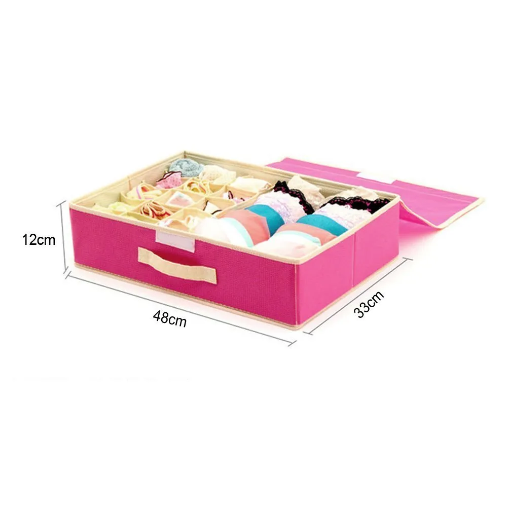 Innerwear Organizer 16 1 Compartment Foldable Fabric Storage Box - (44 x 28 x 12 cm)