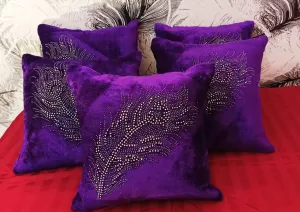 JDX  Set of 5 Decorative Hand Made Velvet Throw/Pillow Cushion Covers - (16 X 16 INCHES)