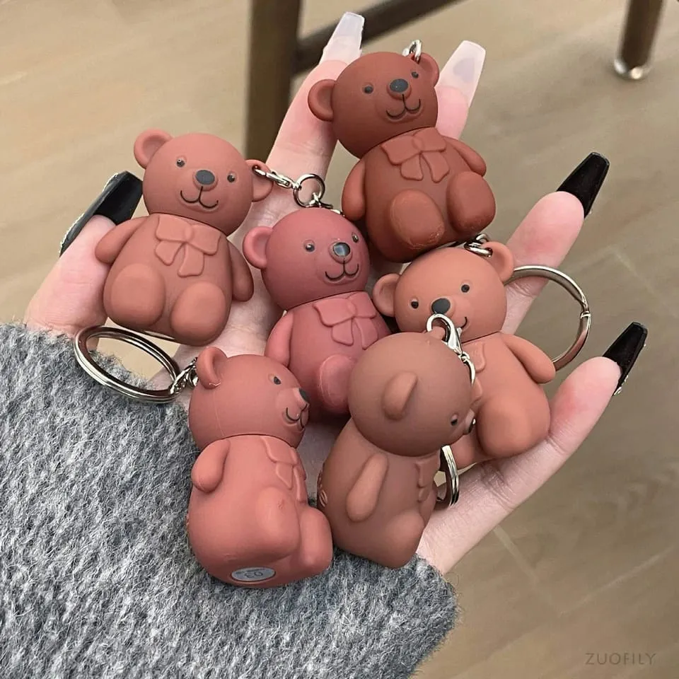 Korean Bear Keychain Matte Lipgloss Waterproof Long Lasting Lip Gloss Cute Bear Beauty Makeup