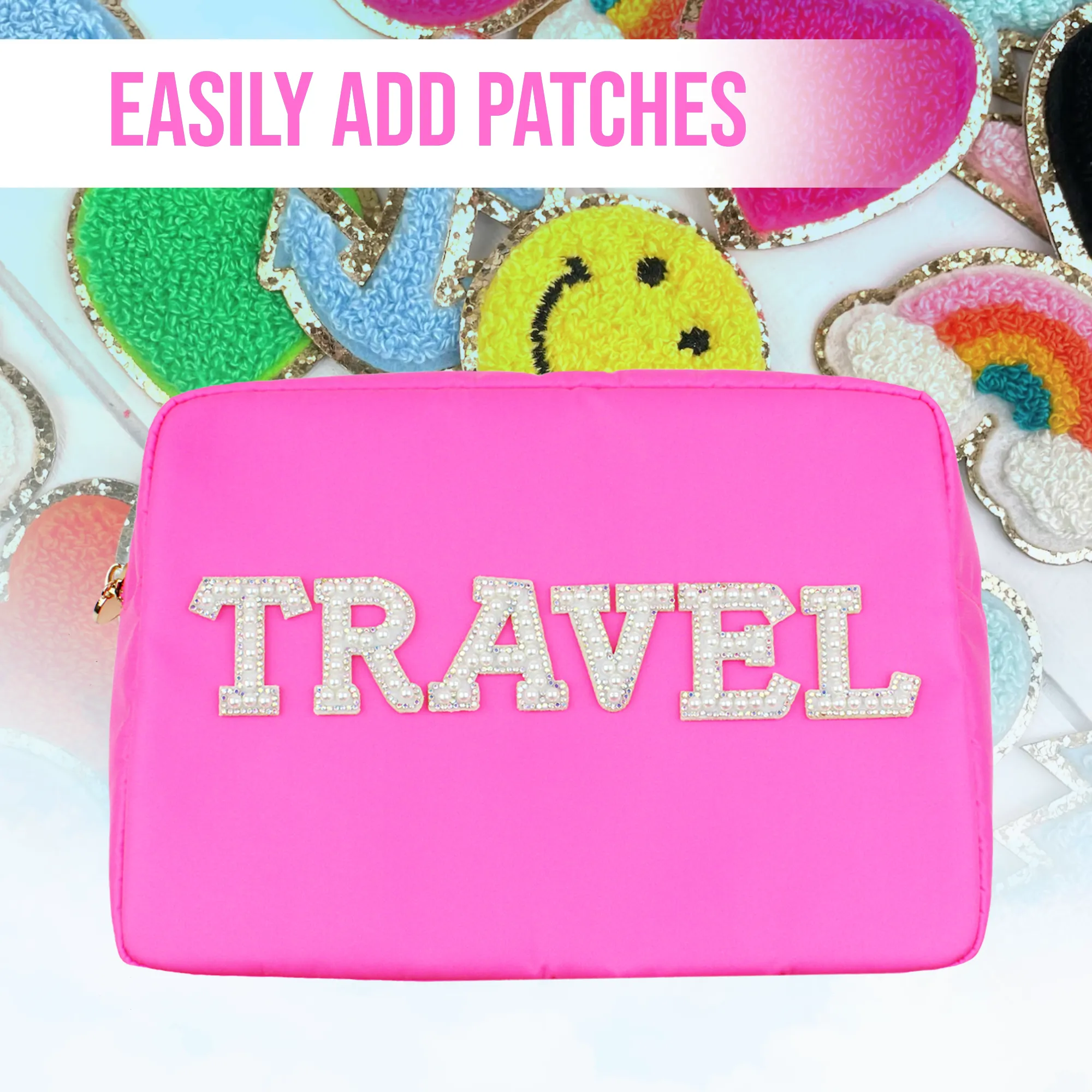 Large Makeup Bag Hot Pink - Travel Toiletry Bag For Women