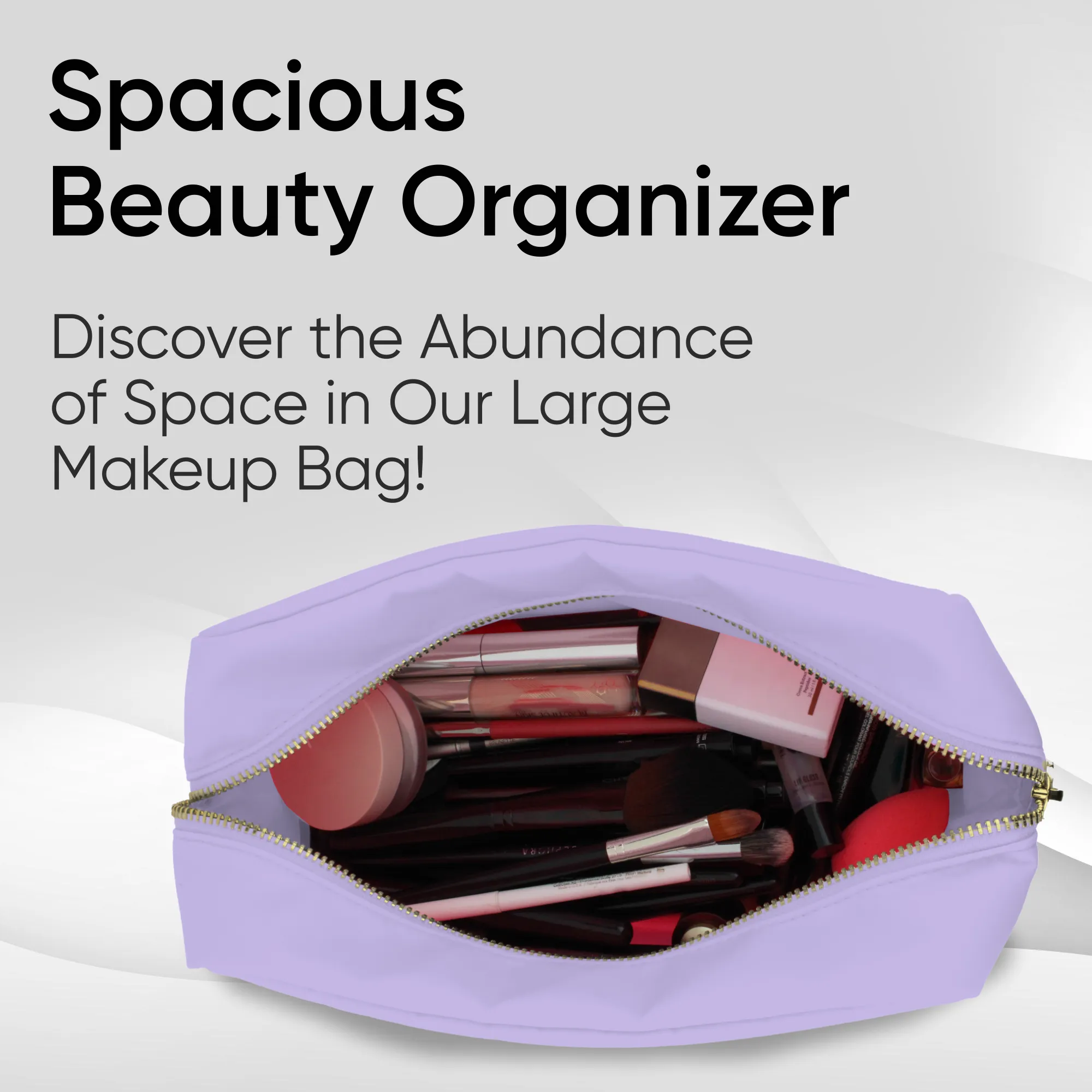 Large Makeup Bag Purple - Travel Toiletry Bag For Women